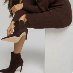 Good American Dark Brown Ankle Booties